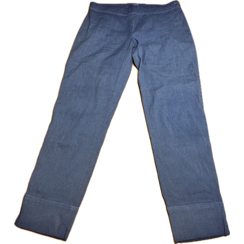 120% Lino Linen Pants Womens M 44 Navy Blue Crop Beach Minimalist Lagenlook